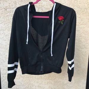 Black Jacket with Rose Patch